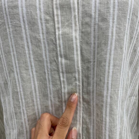 Lafayette 148 New York Shirt Womens Small Button Up Striped Linen Shirttail Hem - Picture 3 of 10